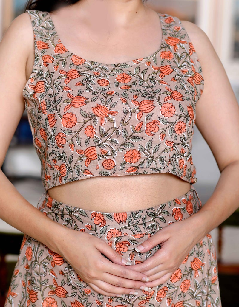 Miravan Floral Printed Crop Top And Skirt Co-Ord Set For Women - Image 4